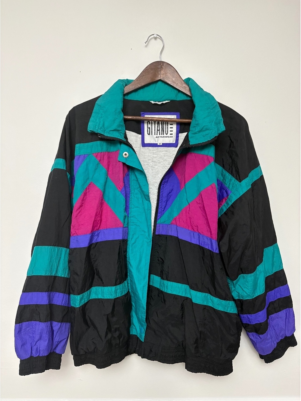 Vintage Gitano Colorblock Nylon Windbreaker Jacket Size Large